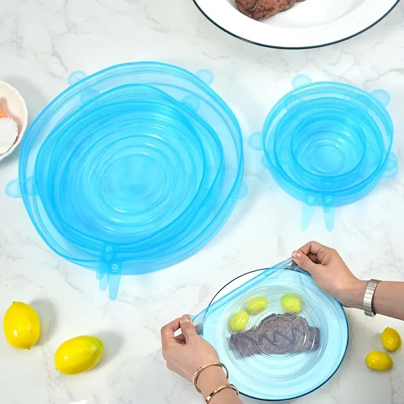 6PCS Food-Grade Silicone Sealed Bowl Lids for Kitchen