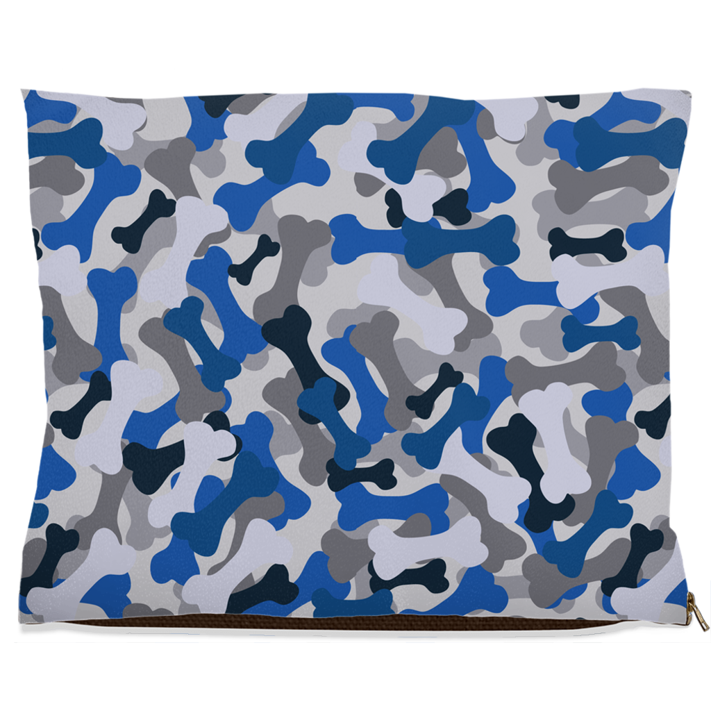 Bone Camo Blue Dog Bed-5
