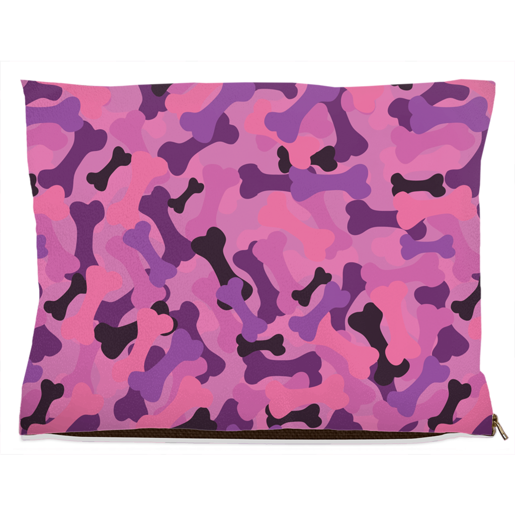Bone Camo Pink Dog Bed-3