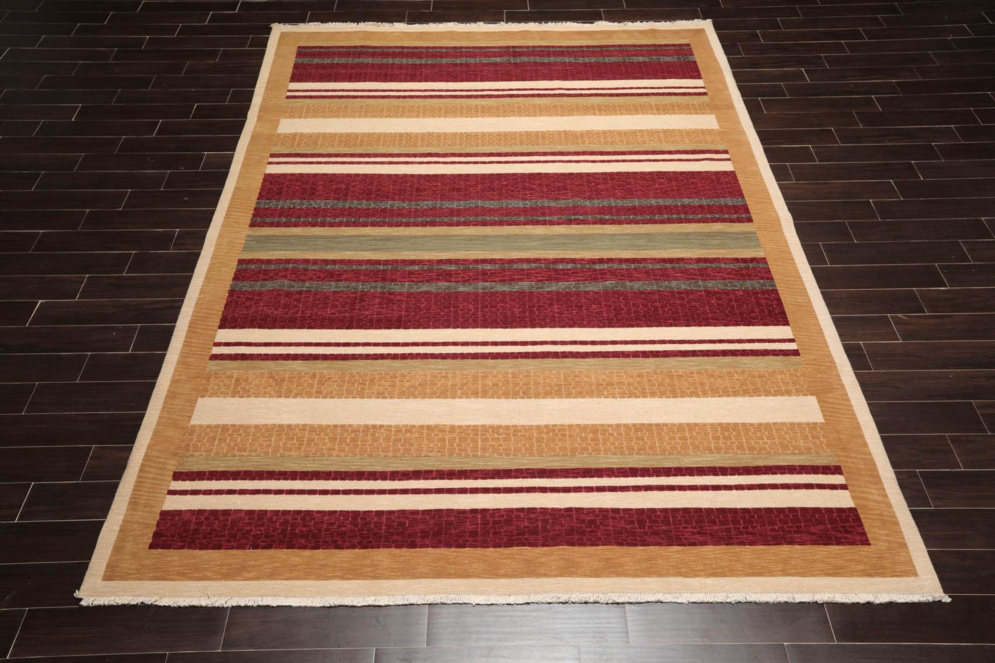 8'10" x 11'10" Hand Knotted 100% Wool Modern Area Rug Burgundy-1