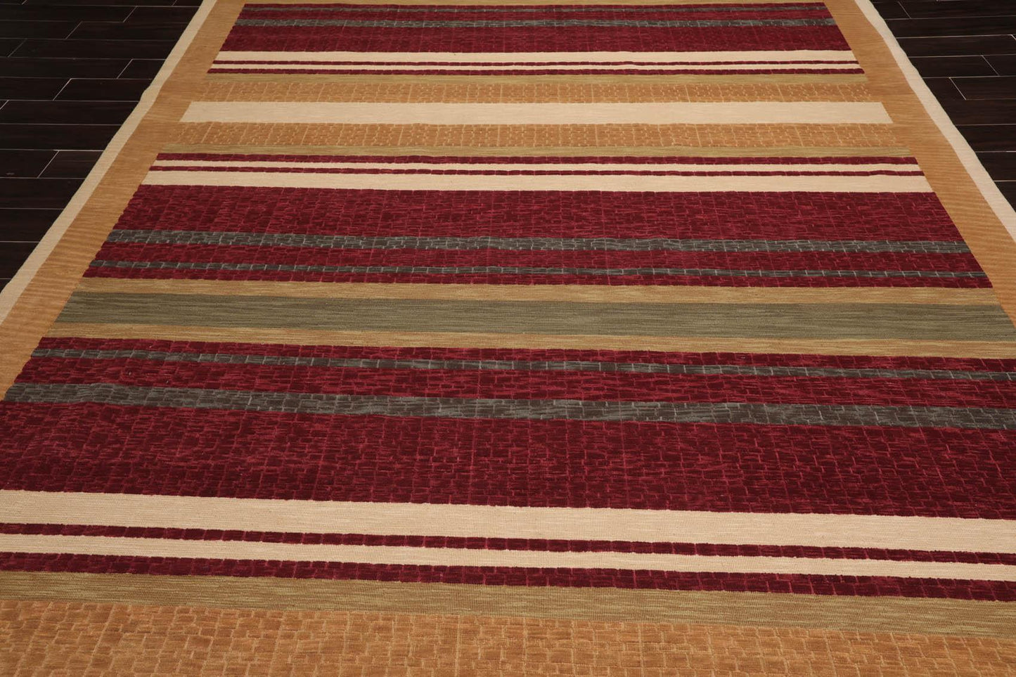 8'10" x 11'10" Hand Knotted 100% Wool Modern Area Rug Burgundy-4