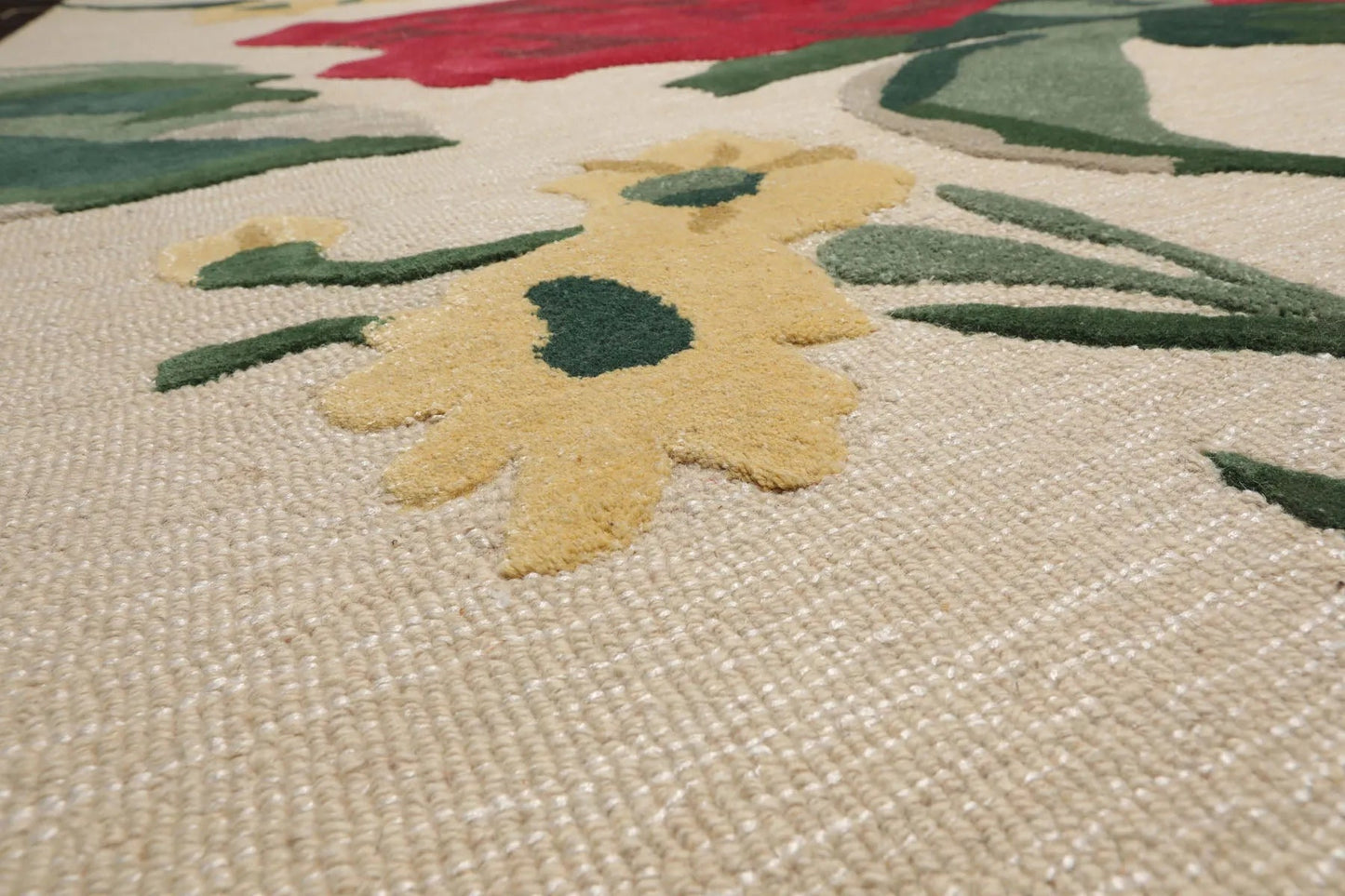LoomBloom Multi Size Beige Hand Tufted Contemporary Floral Wool and Faux Silk Oriental Area Rug-4