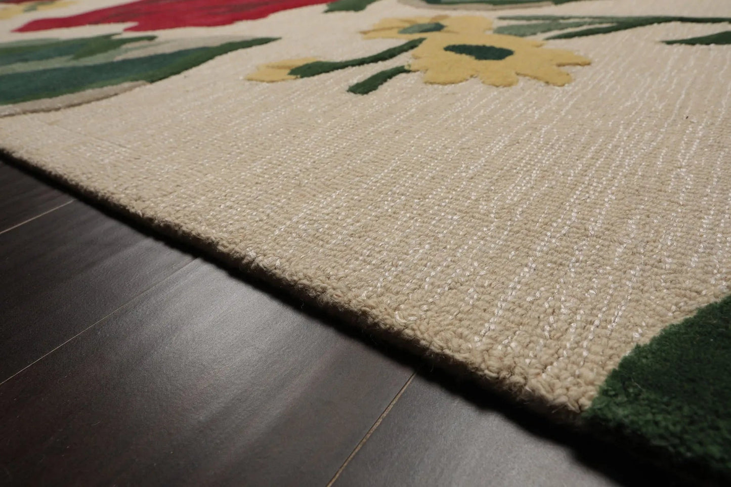 LoomBloom Multi Size Beige Hand Tufted Contemporary Floral Wool and Faux Silk Oriental Area Rug-3