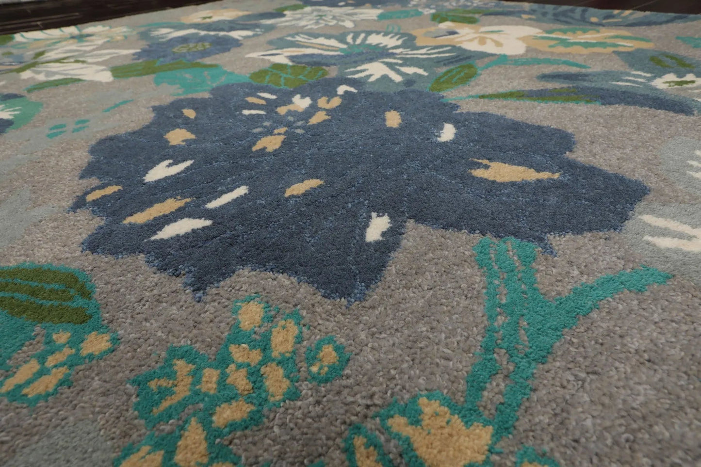LoomBloom Multi Size Gray Hand Tufted Contemporary Floral Wool Oriental Area Rug-4