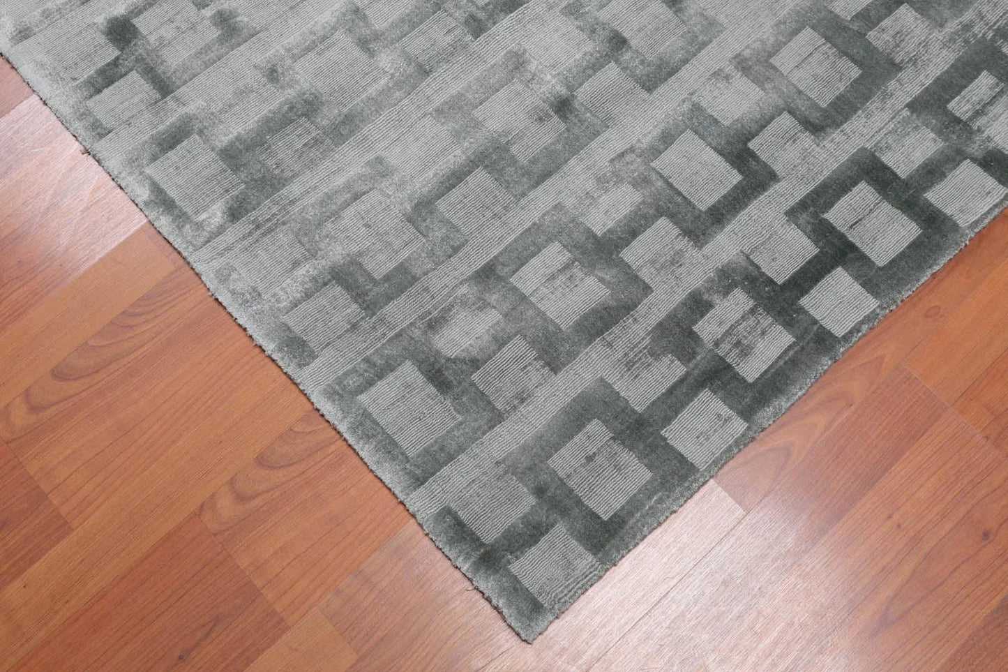 3' x 5' Handmade 100% Bamboo Silk Loop & cut Pile Geometric Area rug Aqua-3