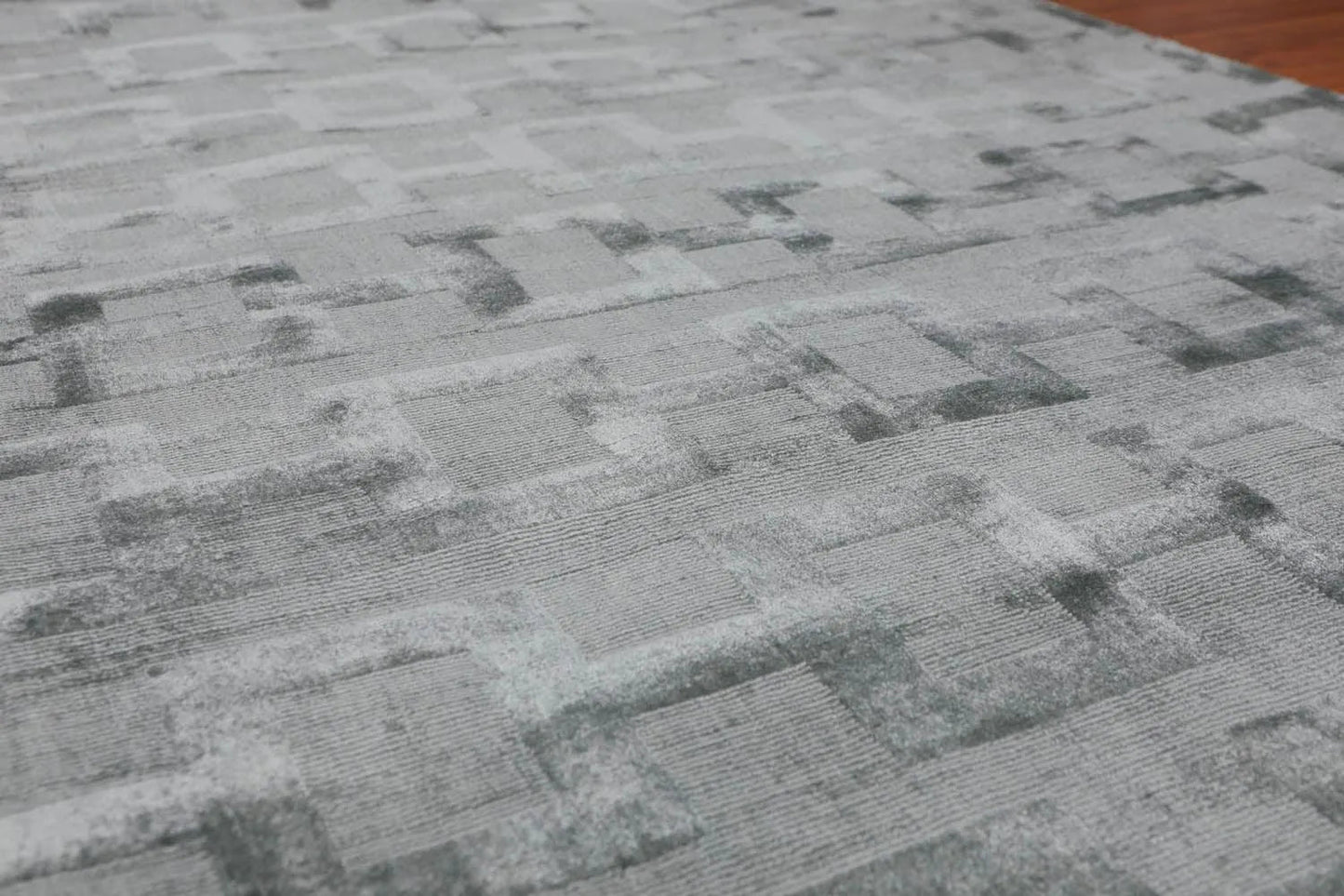 3' x 5' Handmade 100% Bamboo Silk Loop & cut Pile Geometric Area rug Aqua-4