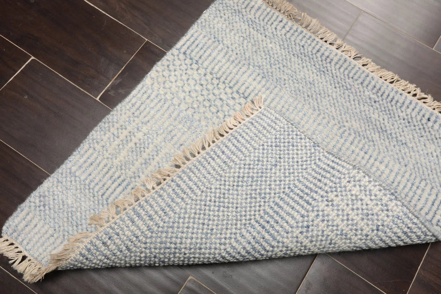 2'x2' Ivory Hand Knotted Tibetan Modern Wool and Bamboo Silk Oriental Area Rug-2