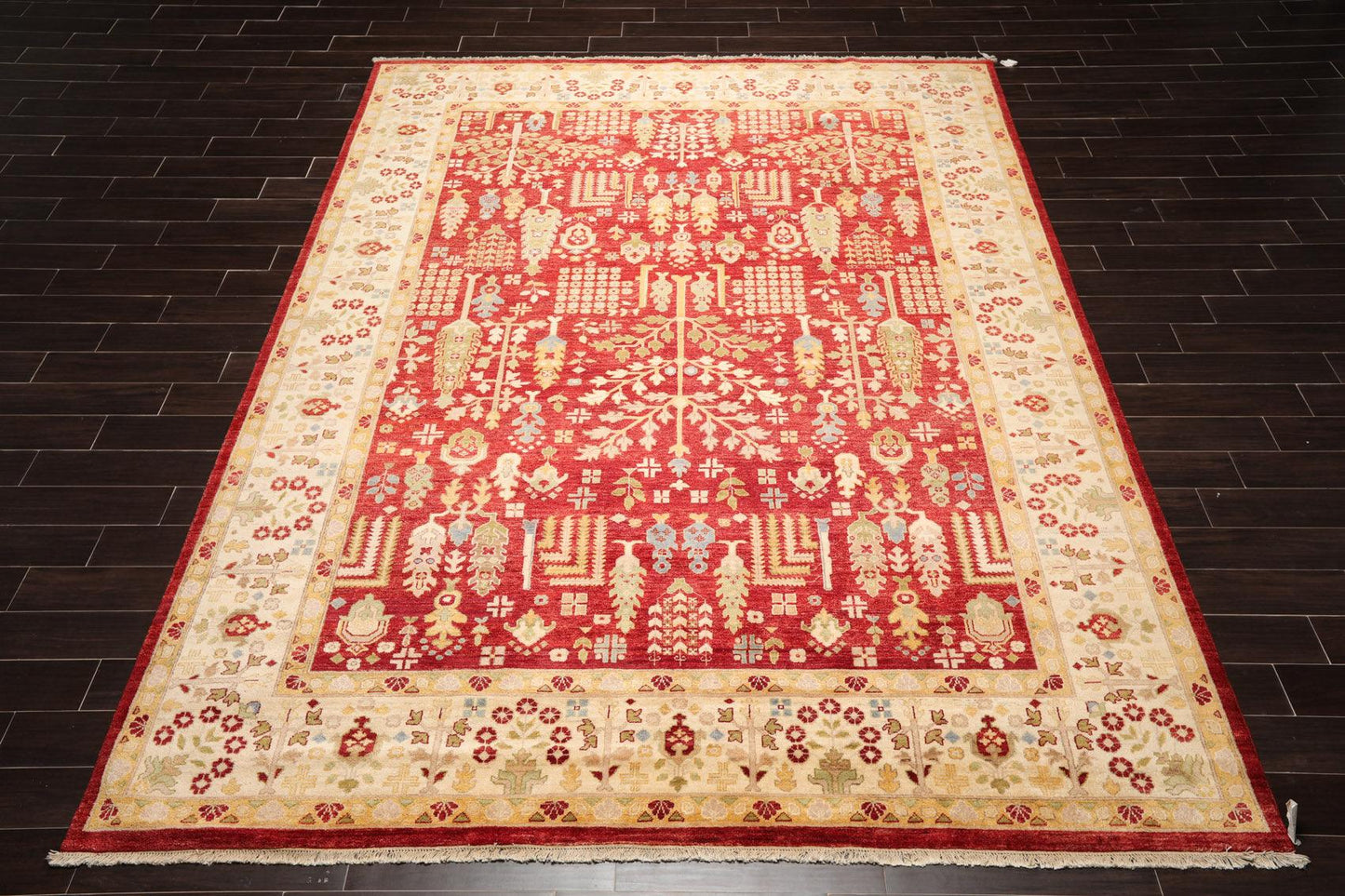 9'1" x 11'11" Hand Knotted 100% Wool Peshawar Traditional Oriental Area Rug Rust-1
