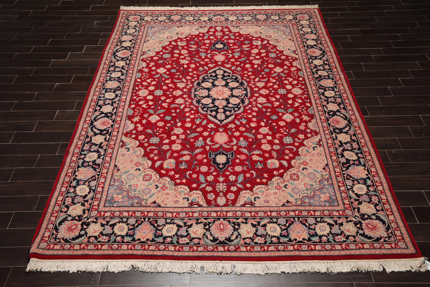 8'10" x 11'11" Hand Knotted Wool Romanian Tabrizz Traditional Area Rug Red-1
