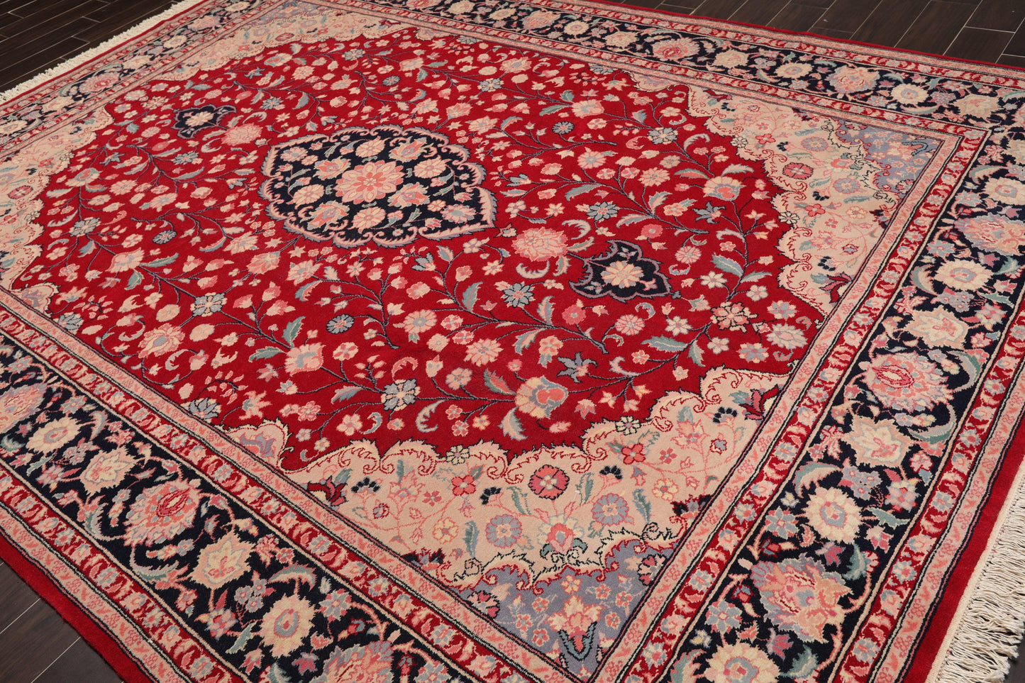 8'10" x 11'11" Hand Knotted Wool Romanian Tabrizz Traditional Area Rug Red-2