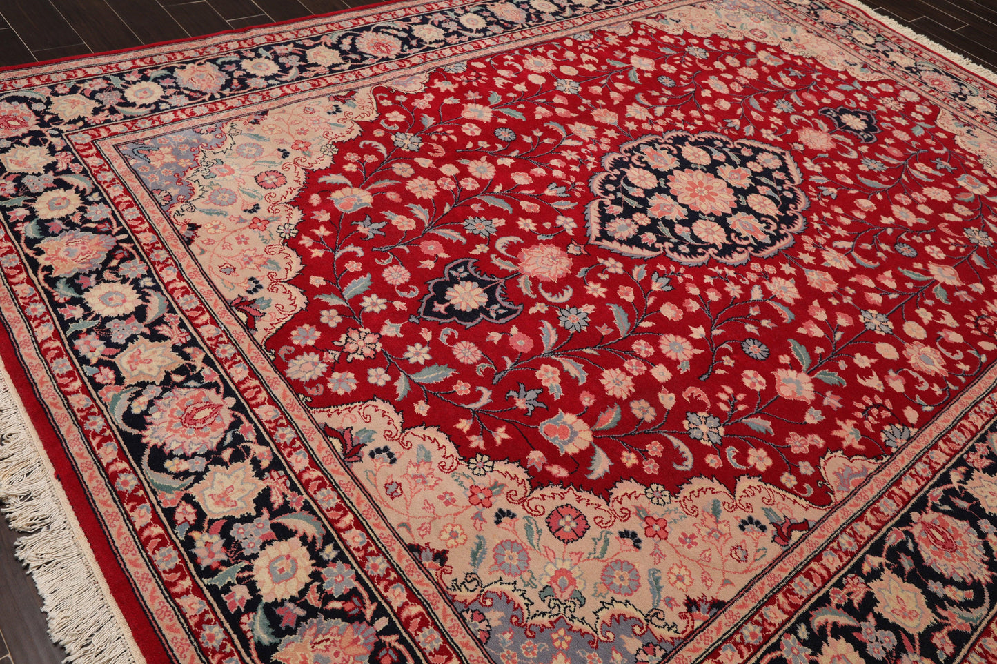 8'10" x 11'11" Hand Knotted Wool Romanian Tabrizz Traditional Area Rug Red-3
