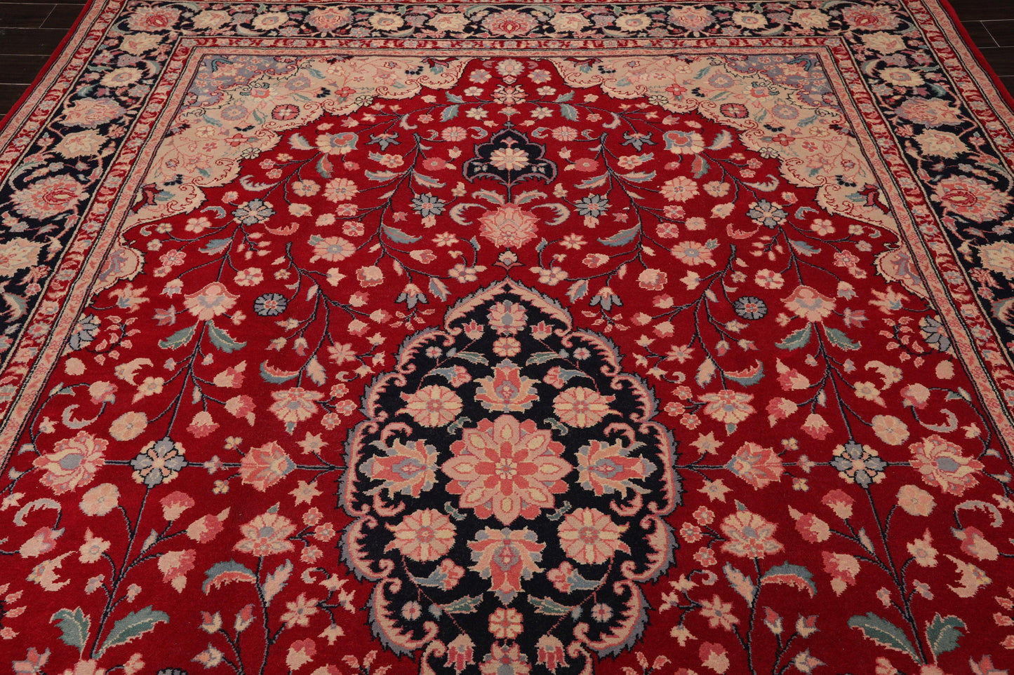 8'10" x 11'11" Hand Knotted Wool Romanian Tabrizz Traditional Area Rug Red-4