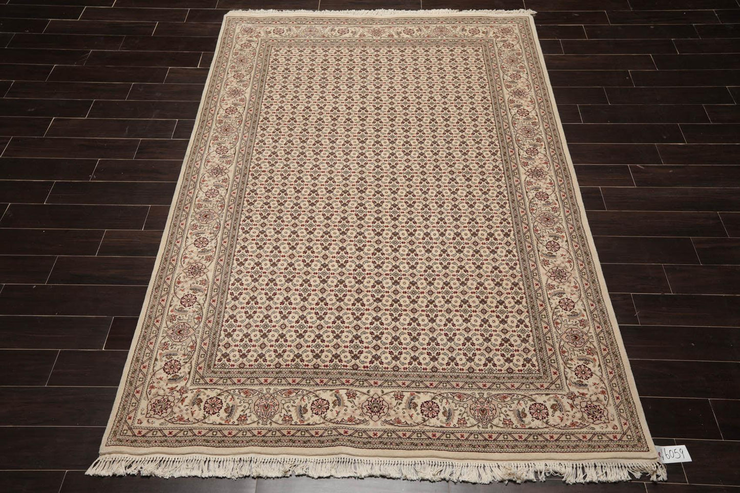 5'10" x 8'9" Hand Knotted Wool & Silk Traditional Oriental Area Rug Cream, Gray-1