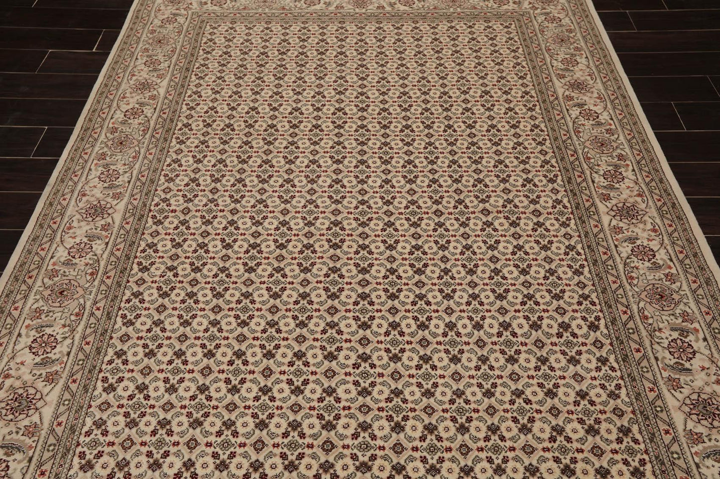 5'10" x 8'9" Hand Knotted Wool & Silk Traditional Oriental Area Rug Cream, Gray-4