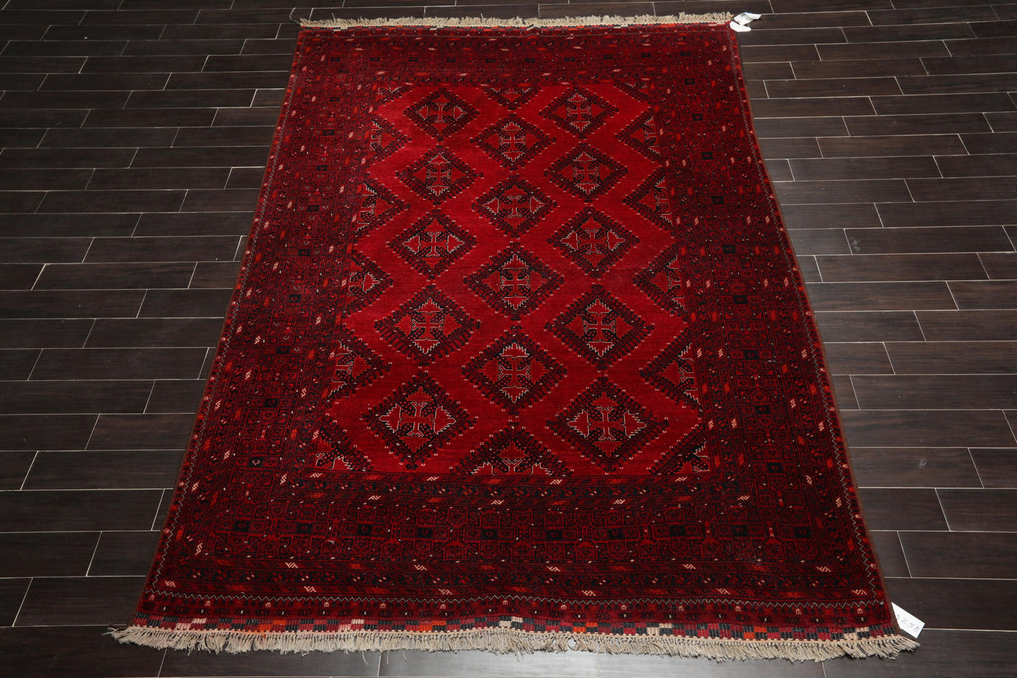 7' x 10'6" Hand Knotted Afghanistan Tribal Wool 200 KPSI Veg Dyes Area Rug Red-1
