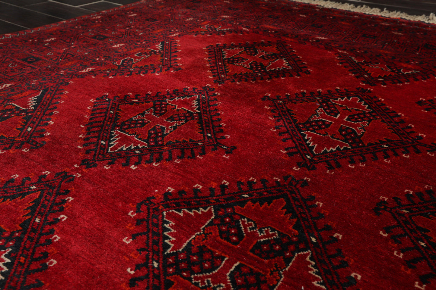 7' x 10'6" Hand Knotted Afghanistan Tribal Wool 200 KPSI Veg Dyes Area Rug Red-4