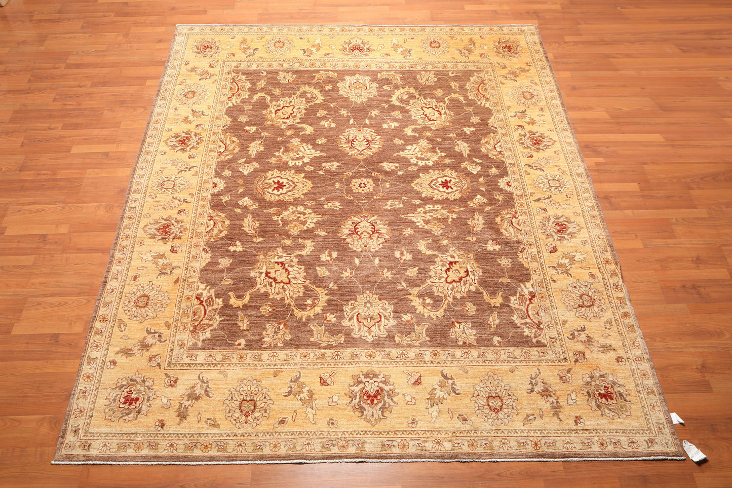 8'1" x 9’11" Hand Knotted Peshawar Stone wash 100% Wool Oriental Area Rug Brown-1