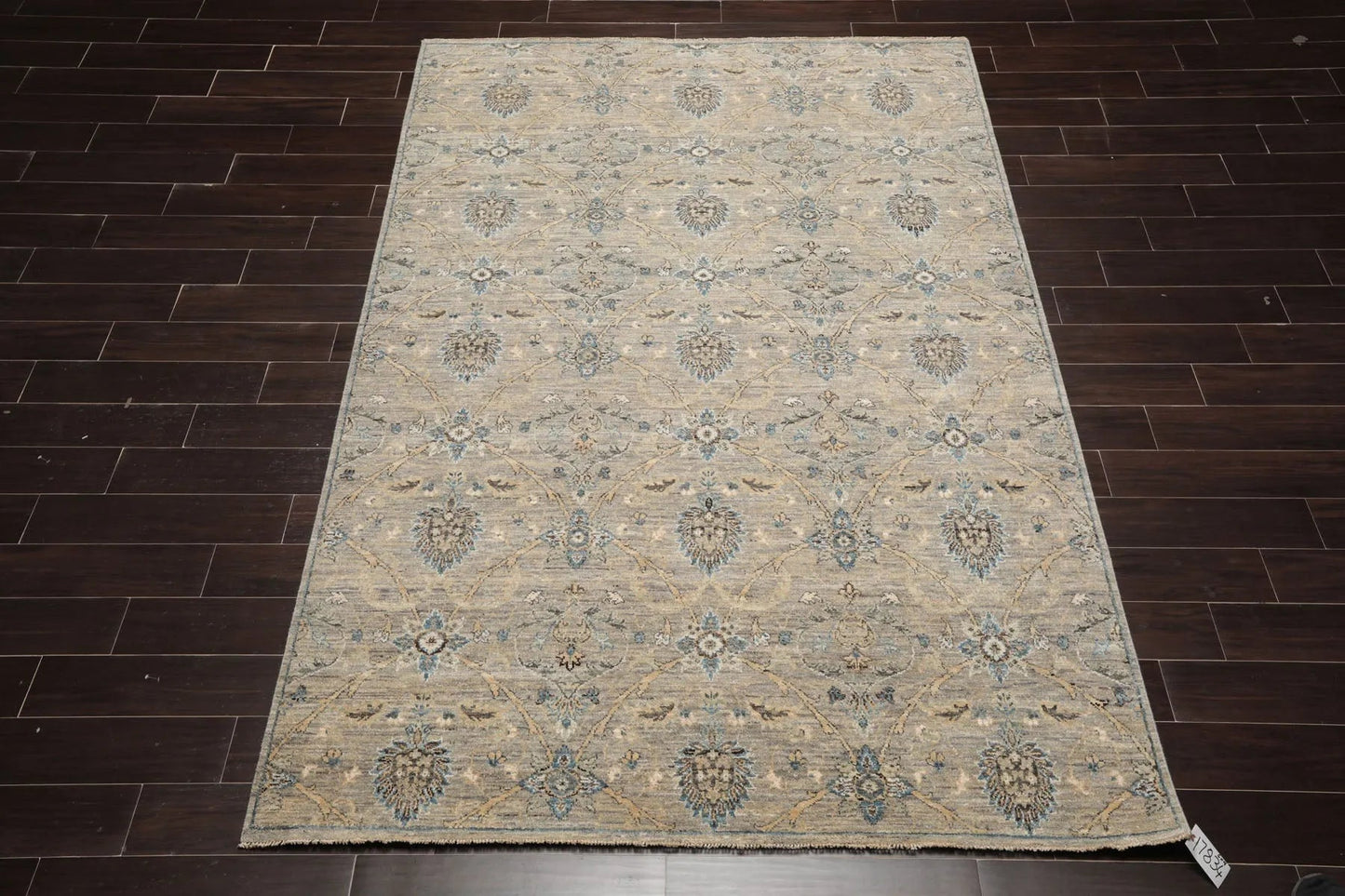 6x9 Gray Hand Knotted Traditional Wool Oriental Area Rug-3
