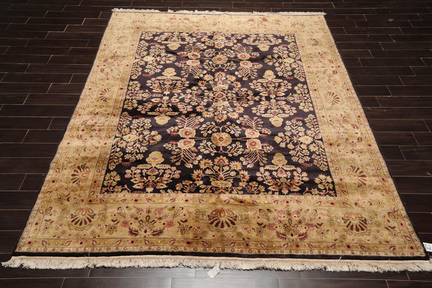 Hand Knotted Wool Sarouk 250KPSI Oriental Area Rug Dark Chocolate 7'11" x 9'10"-1