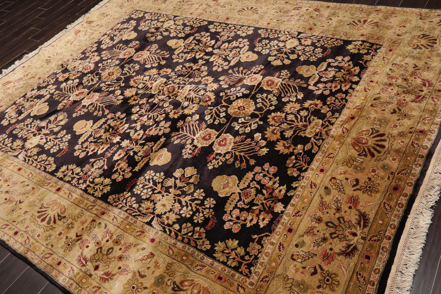 Hand Knotted Wool Sarouk 250KPSI Oriental Area Rug Dark Chocolate 7'11" x 9'10"-2