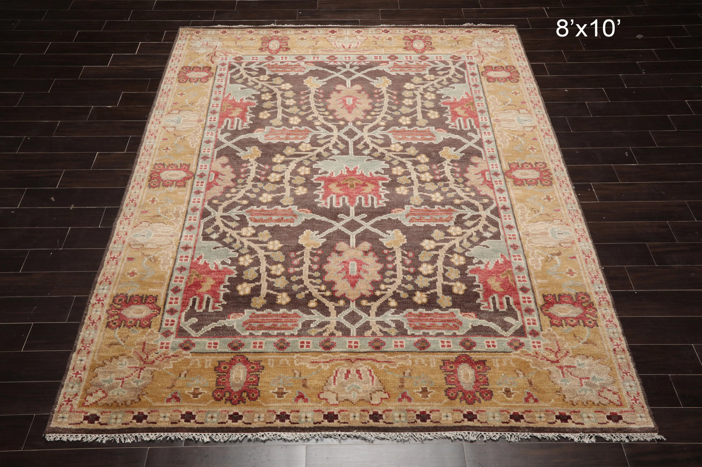 Multi Sizes Hand Knotted LoomBloom Muted Turkish Oushak 100% Wool Traditional Oriental Area Rug Brown,Mustard Color-2