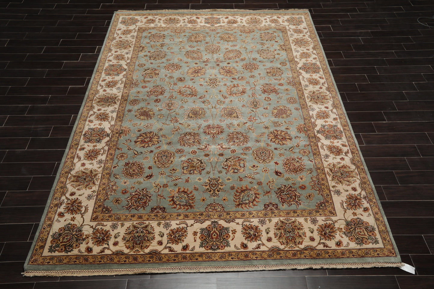 8'6" x 11'6" Hand Knotted 100% Wool Agra 200 KPSI Oriental Area Rug Aqua-1