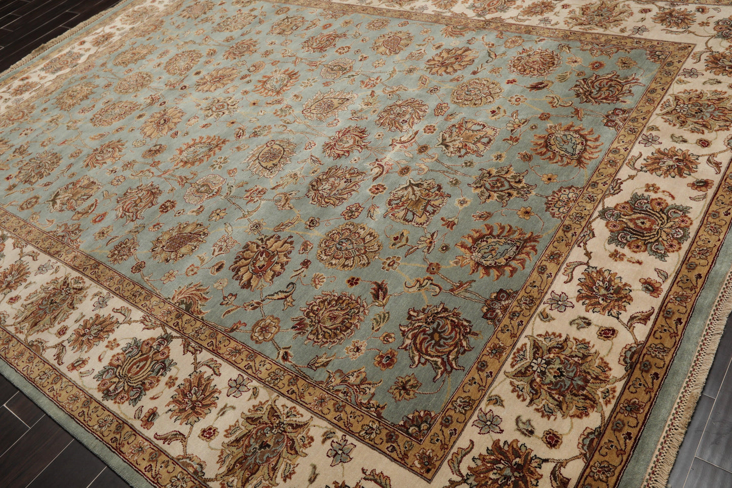8'6" x 11'6" Hand Knotted 100% Wool Agra 200 KPSI Oriental Area Rug Aqua-2