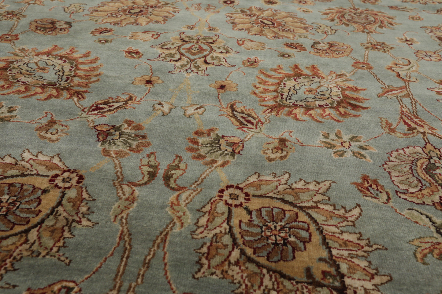 8'6" x 11'6" Hand Knotted 100% Wool Agra 200 KPSI Oriental Area Rug Aqua-4