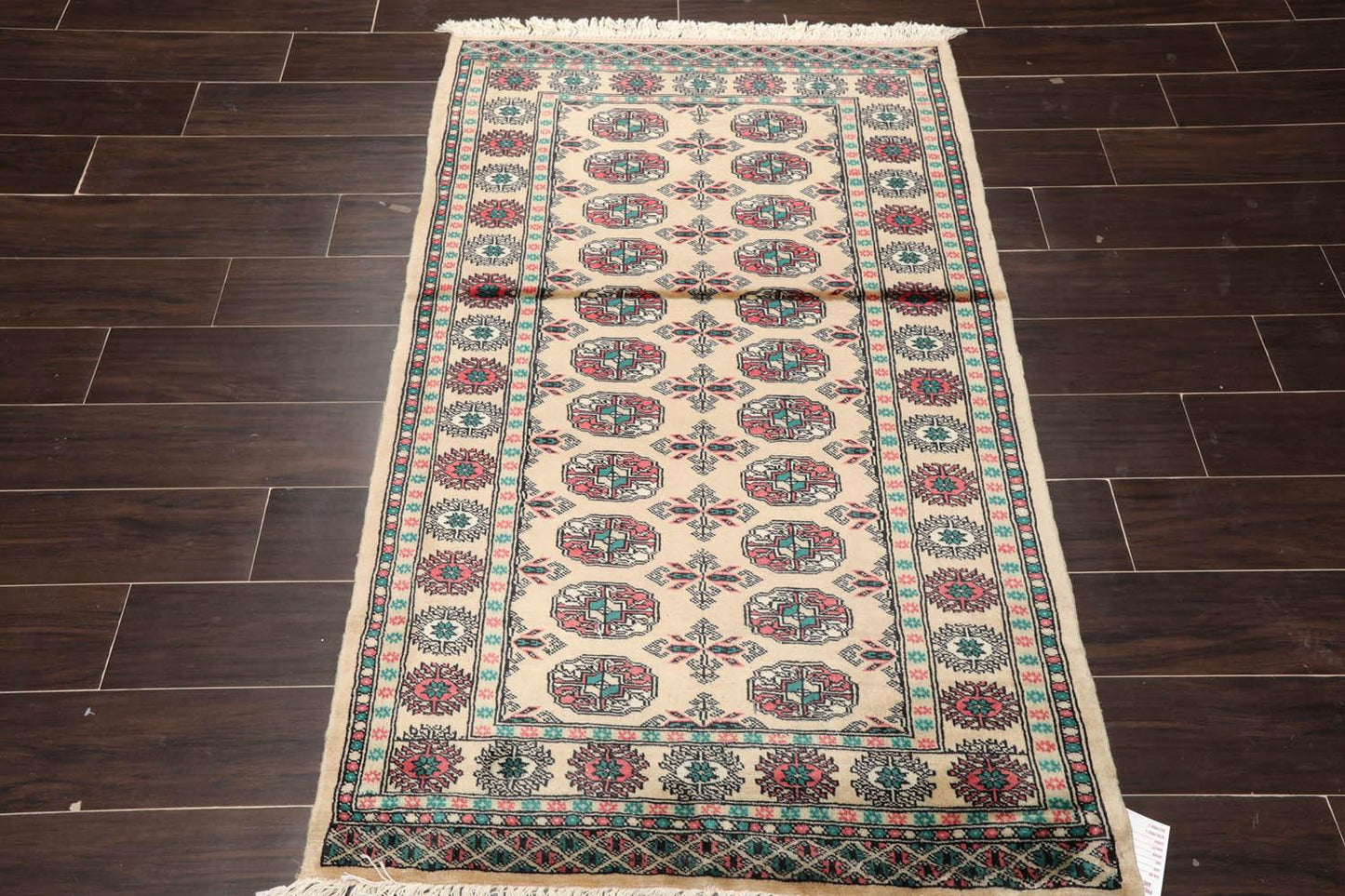3'2" x 4'11” Hand Knotted Wool Bokhara with Silky Sheen Oriental Area Rug Beige-1