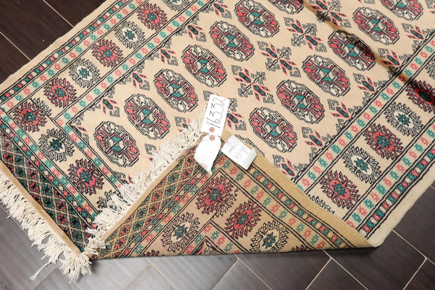 3'2" x 4'11” Hand Knotted Wool Bokhara with Silky Sheen Oriental Area Rug Beige-4