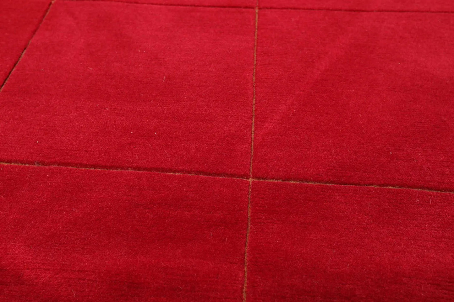 4' x 6' Hand Knotted 100% Wool Tibetan solid Squares 150 KPSI Area Rug Red-3