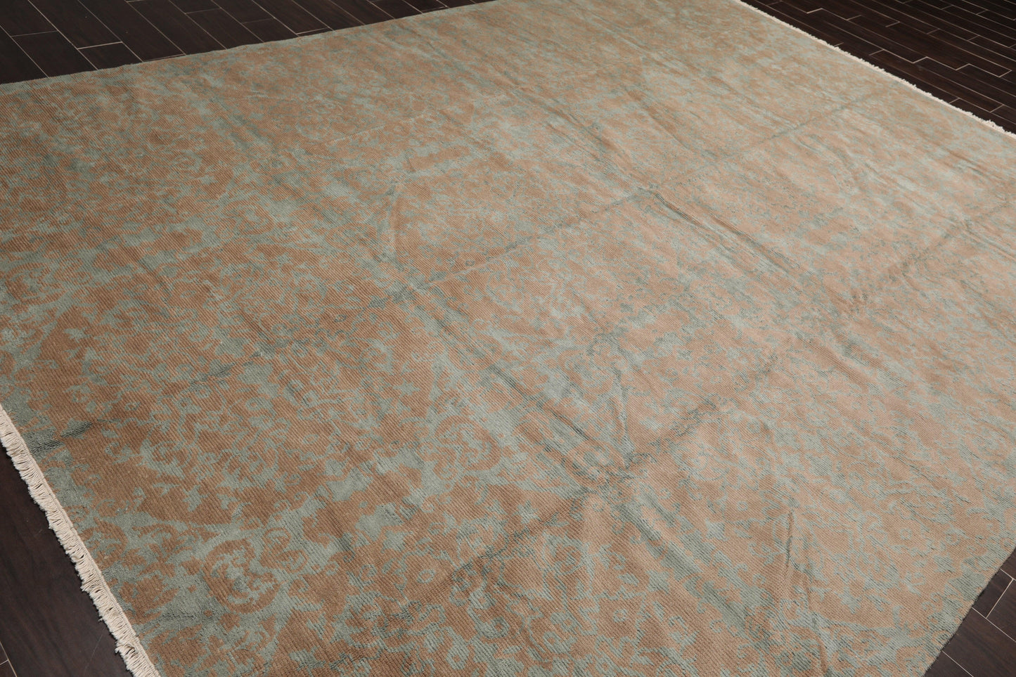 9'3" x 12' Hand Knotted Wool & Silk Transitional Turkish Oriental Area Rug Teal-3