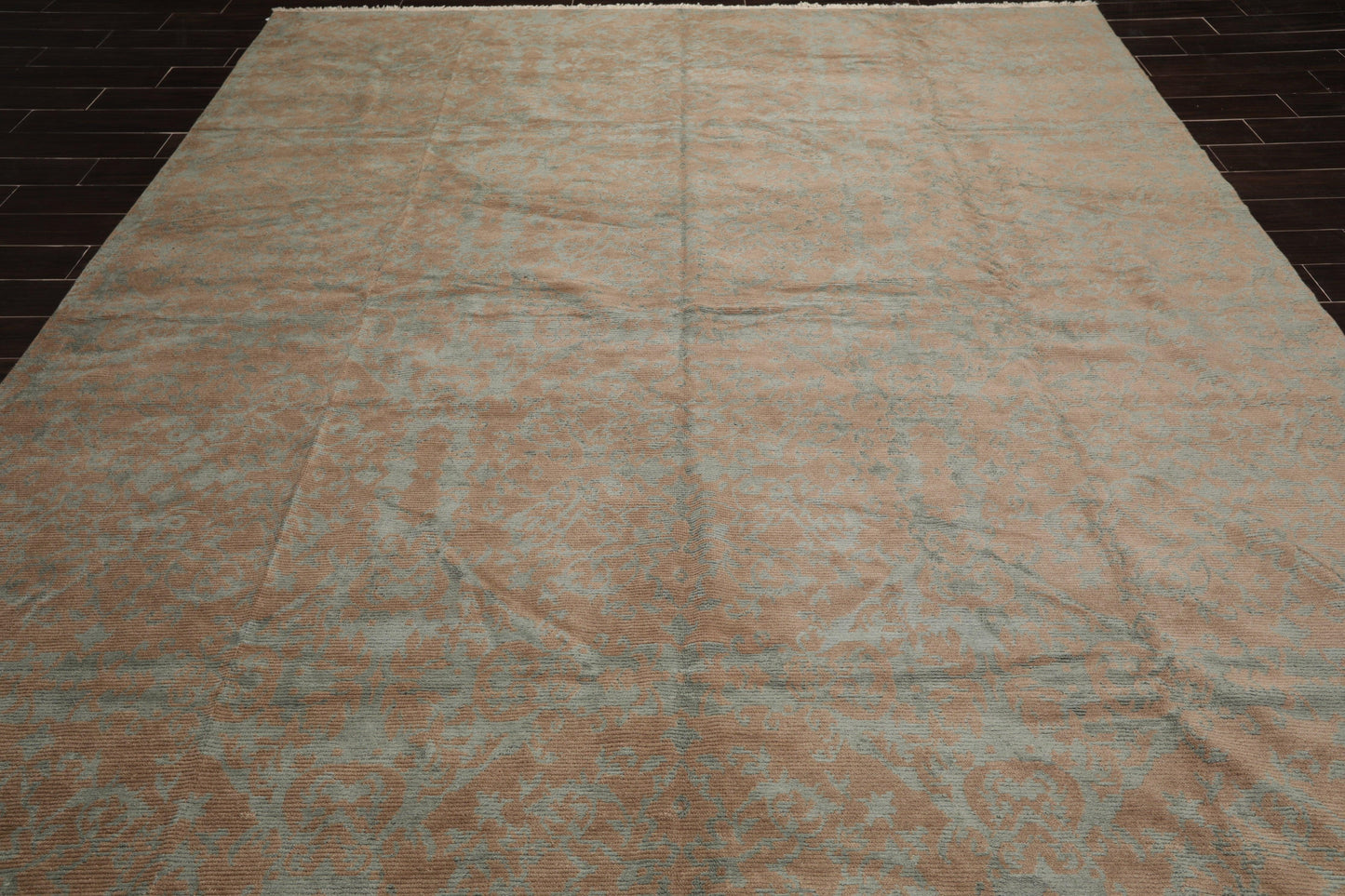 9'3" x 12' Hand Knotted Wool & Silk Transitional Turkish Oriental Area Rug Teal-4