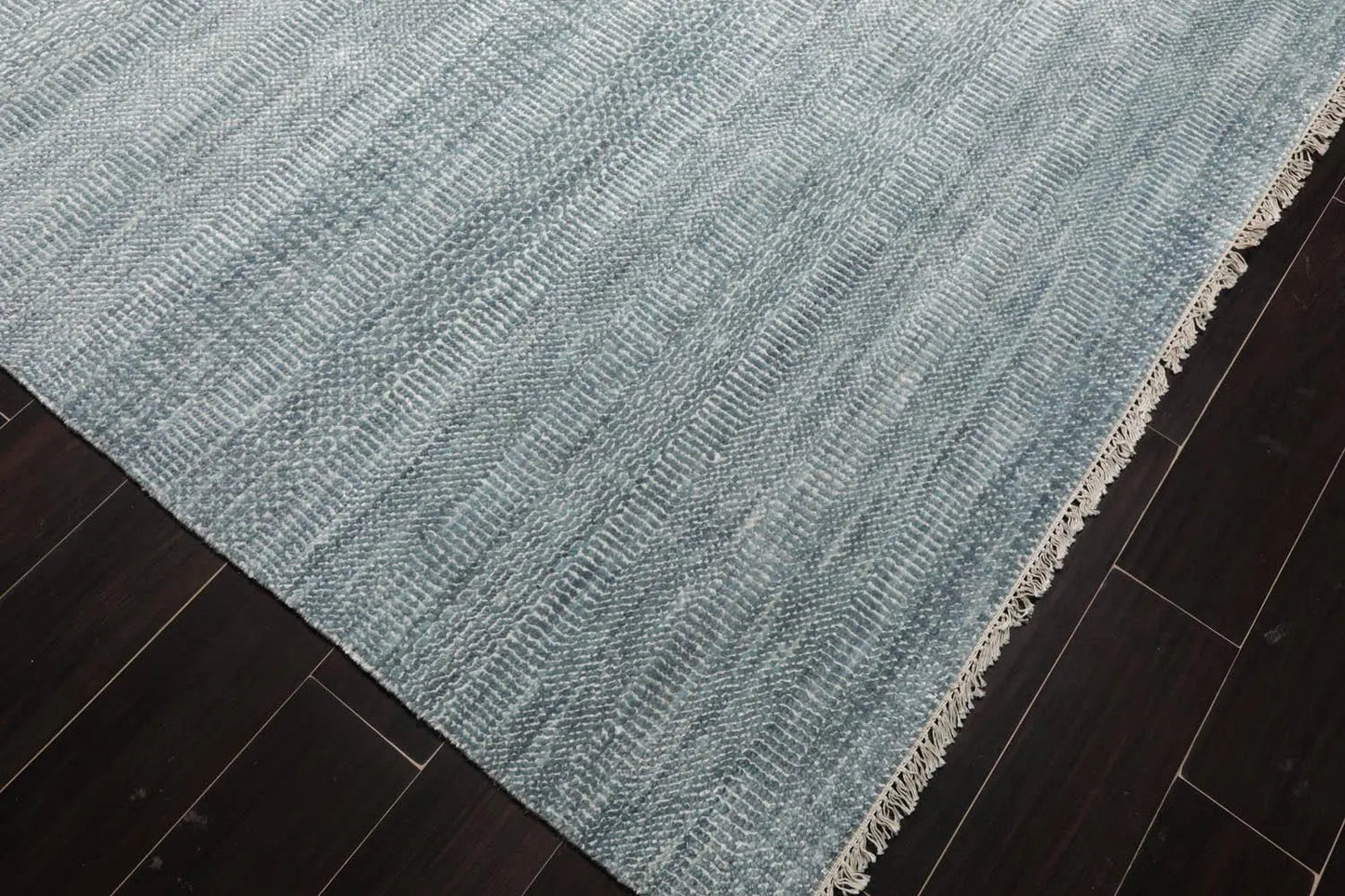 Multi Sizes Gray Hand Knotted Wool and Silk Modern Oriental Area Rug-4