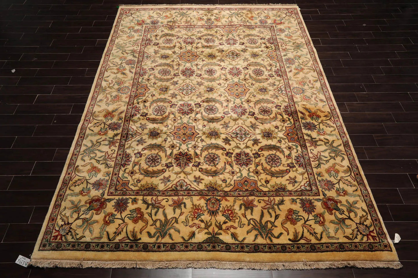 9x12 Ivory, Aqua Hand Knotted 100% Wool Agra Traditional Oriental Area Rug-2