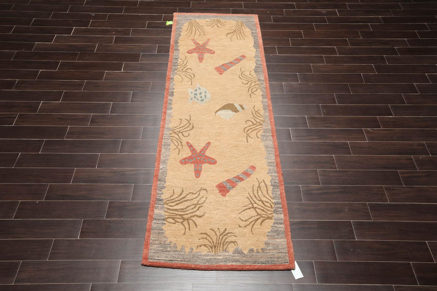 3'1" x 8'11" Runner Hand Knotted Tibetan Wool Designer Plus Pile Area Rug Beige-1