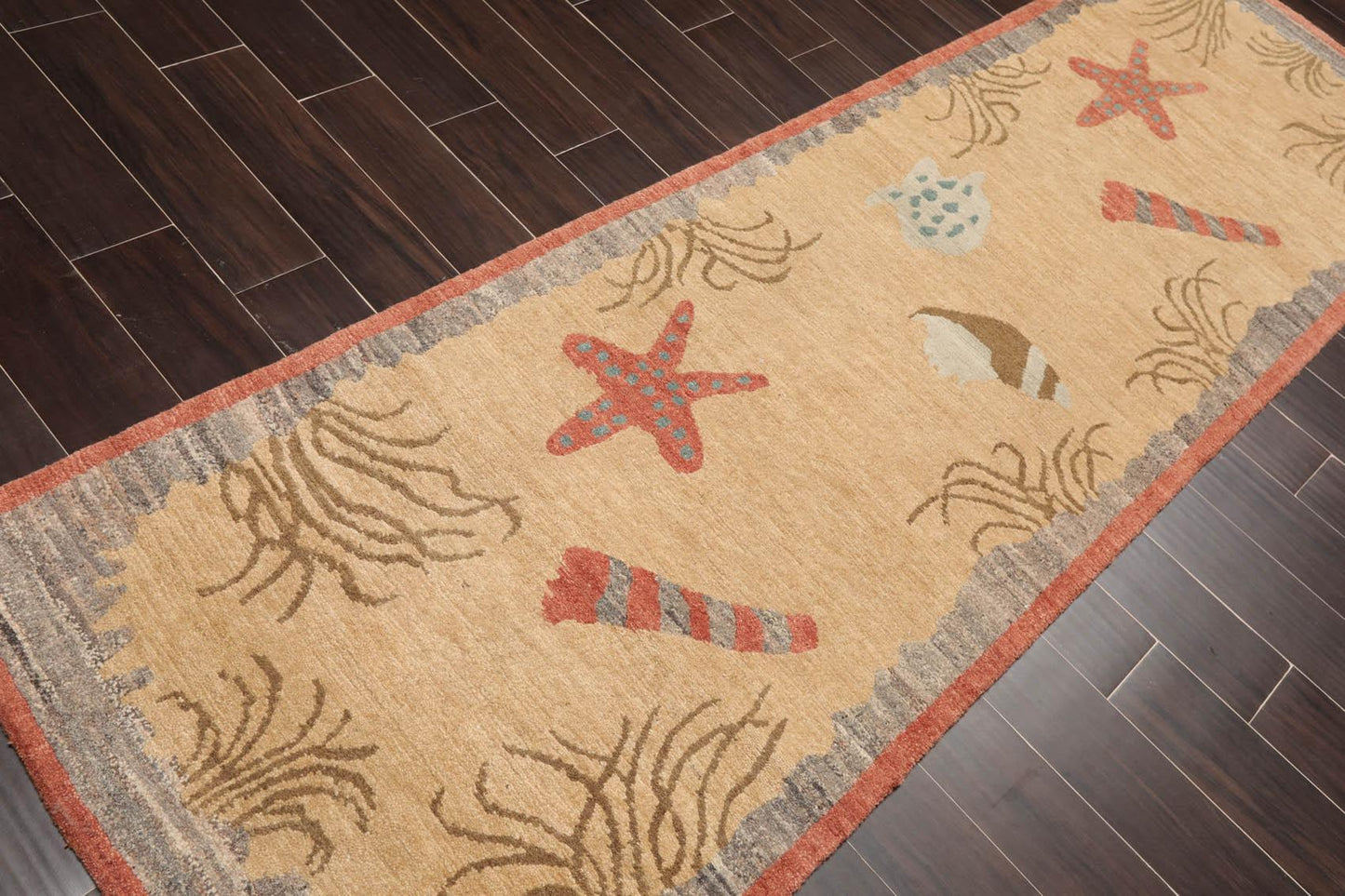 3'1" x 8'11" Runner Hand Knotted Tibetan Wool Designer Plus Pile Area Rug Beige-3
