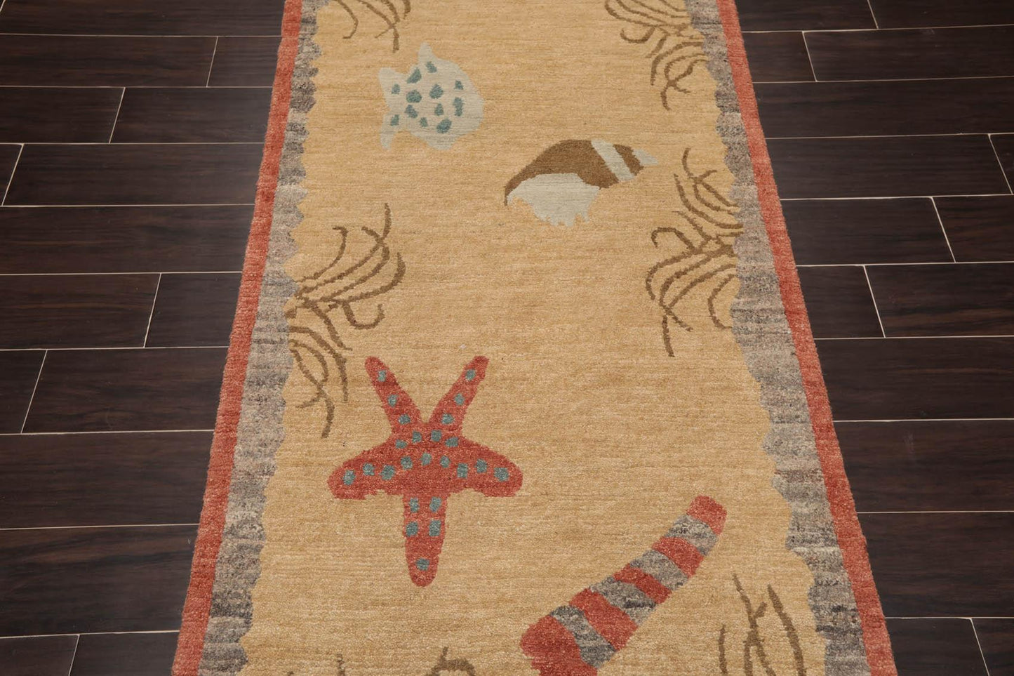 3'1" x 8'11" Runner Hand Knotted Tibetan Wool Designer Plus Pile Area Rug Beige-4