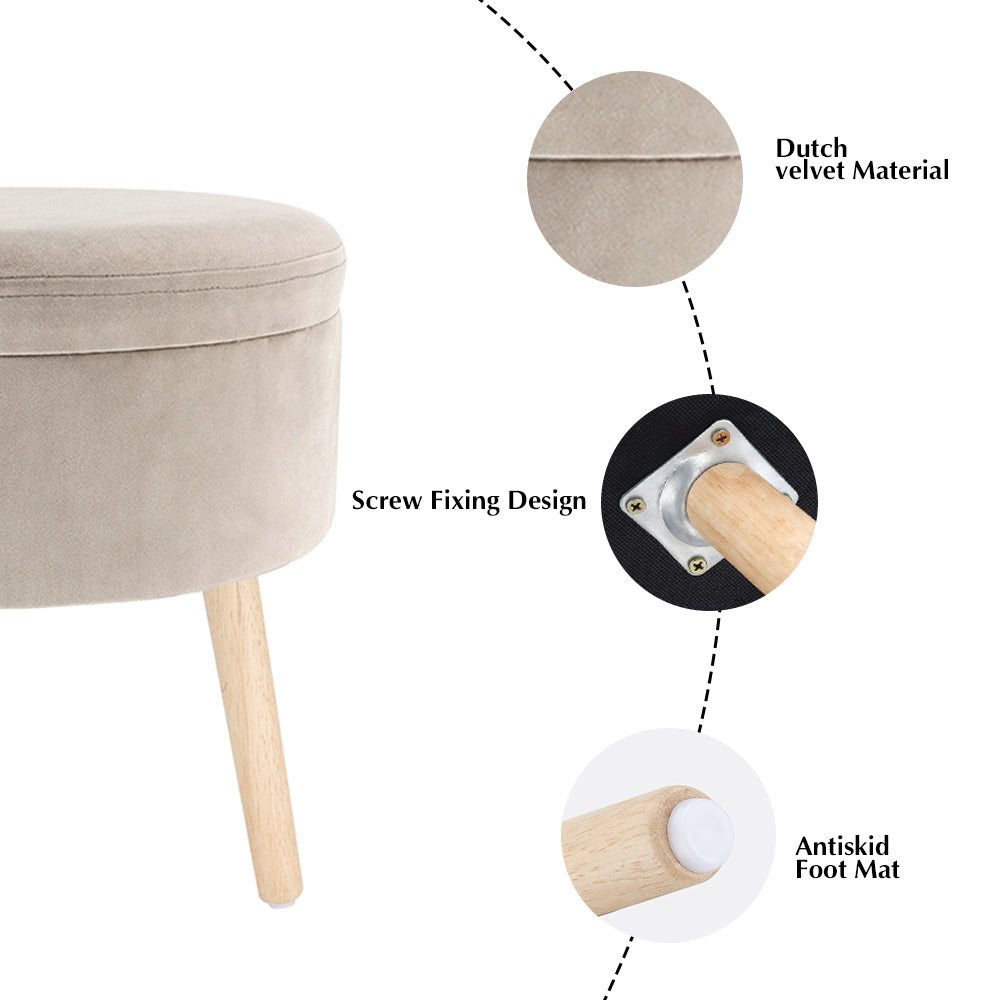 17.5"H Round Velvet Tufted Footrest Stool Ottoman-2
