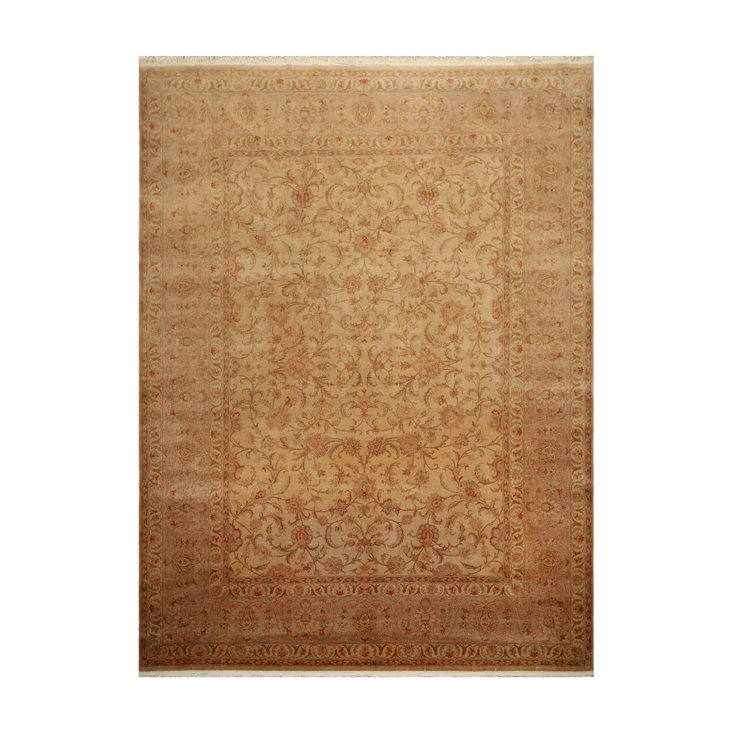 9x12 Tan, Taupe Hand Knotted Persian 100% Wool Traditional 250 KPSI Oriental Area Rug-1