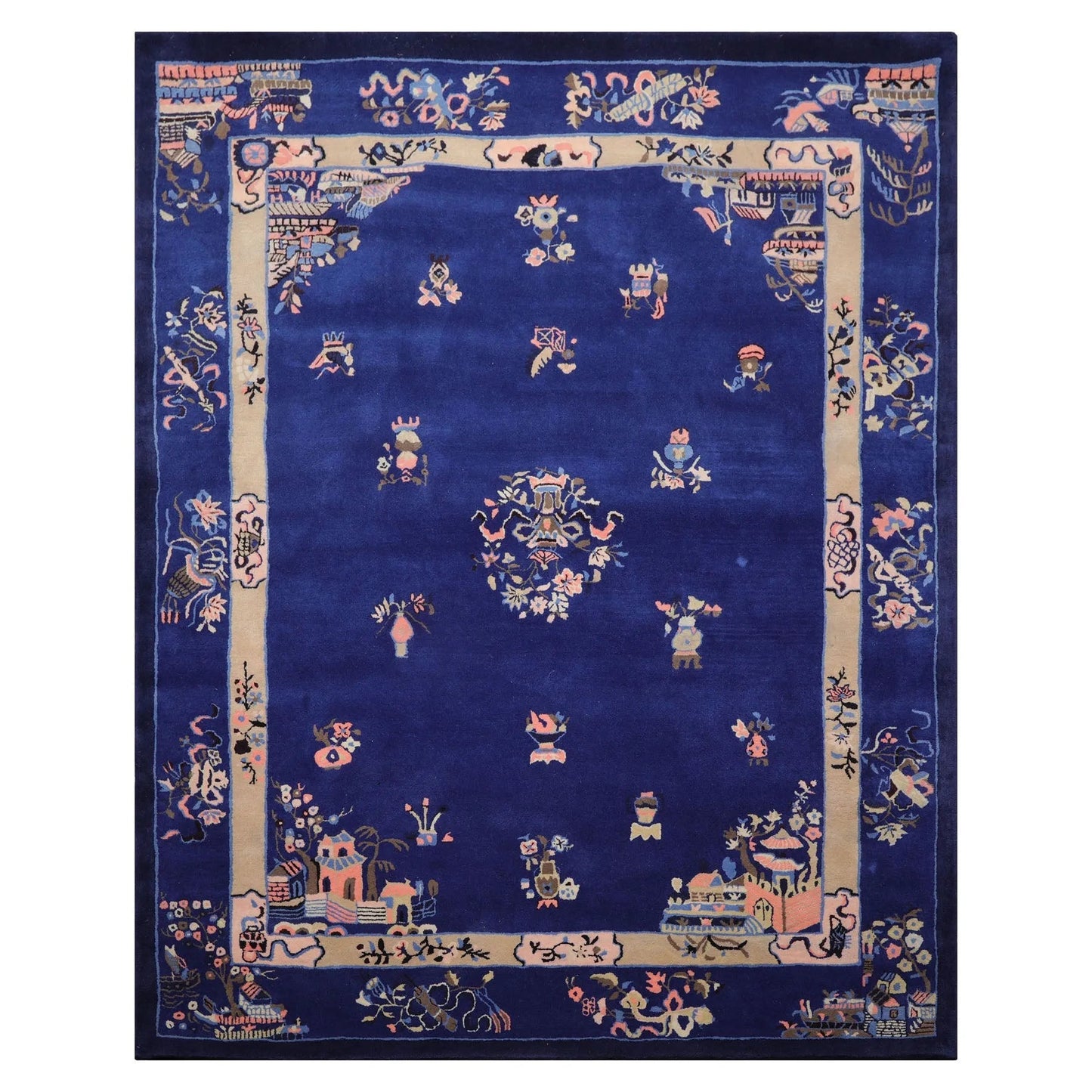 LoomBloom Multi Sizes Royal Blue Hand Tufted Pictorial Chinese Art Deco New Zealand Wool Oriental Area Rug-3