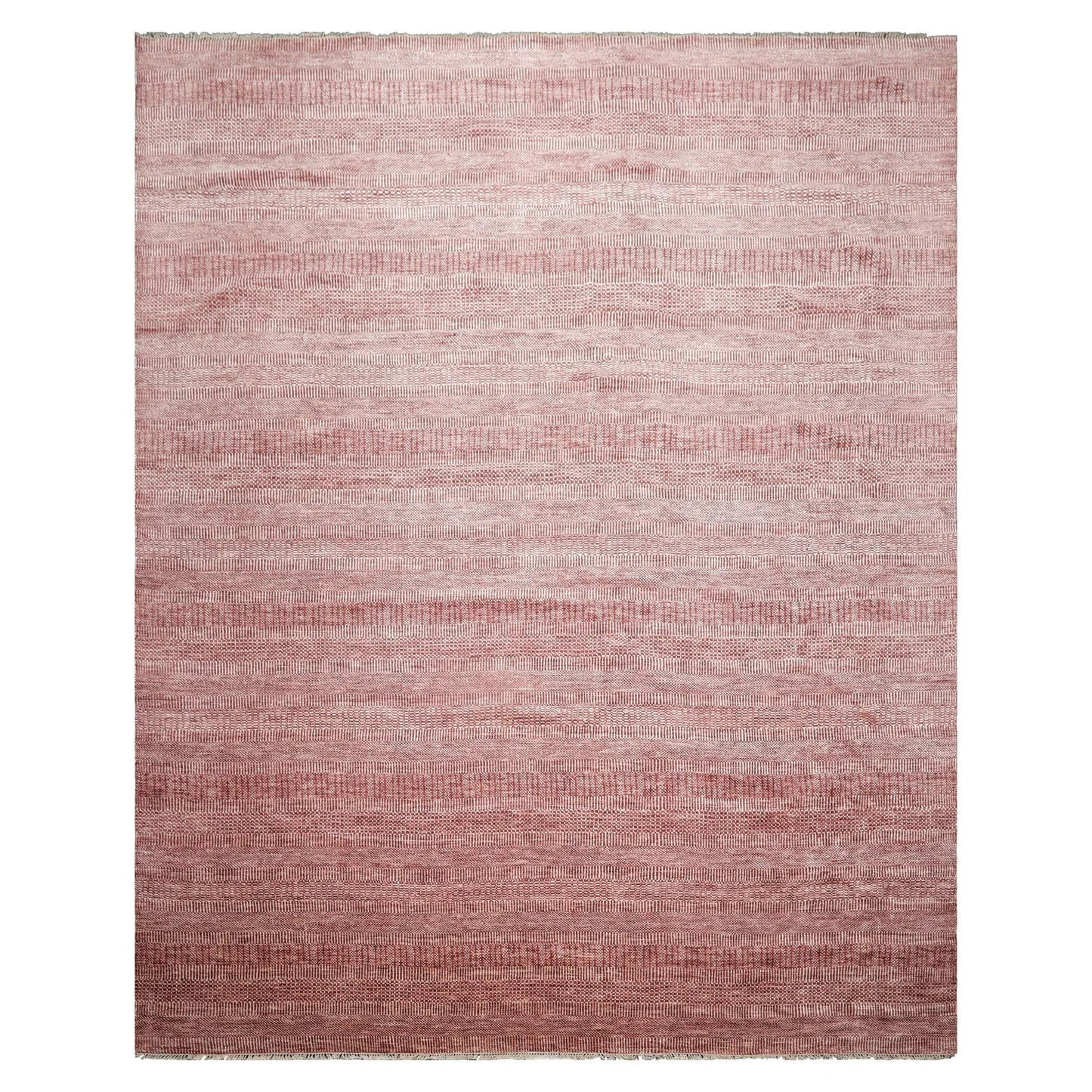 LoomBloom Multi Sizes Raspberry Hand Knotted Contemporary Tibetan Geometric Wool & Bamboo Silk Oriental Area Rug-1