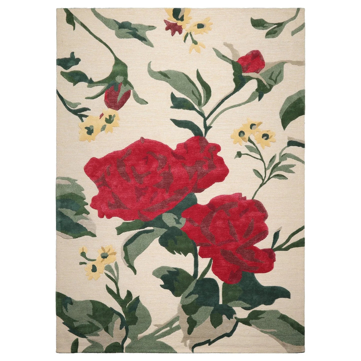 LoomBloom Multi Size Beige Hand Tufted Contemporary Floral Wool and Faux Silk Oriental Area Rug-2