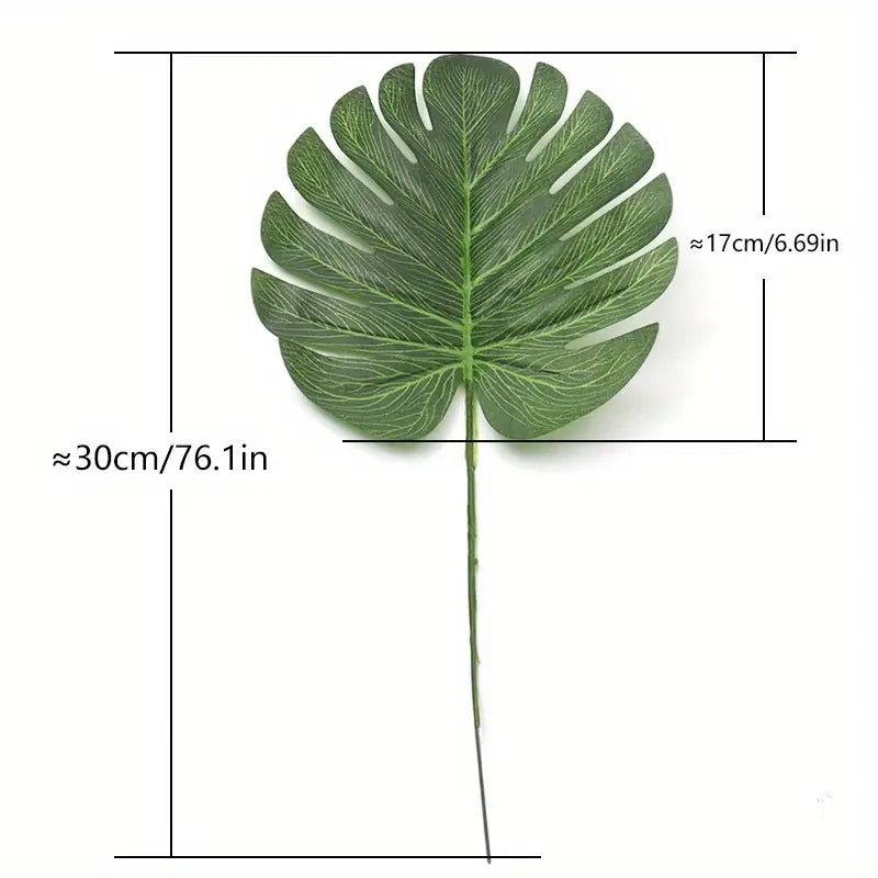 10 Pcs 11.81" Green Artificial Turtle Leaf for Decor