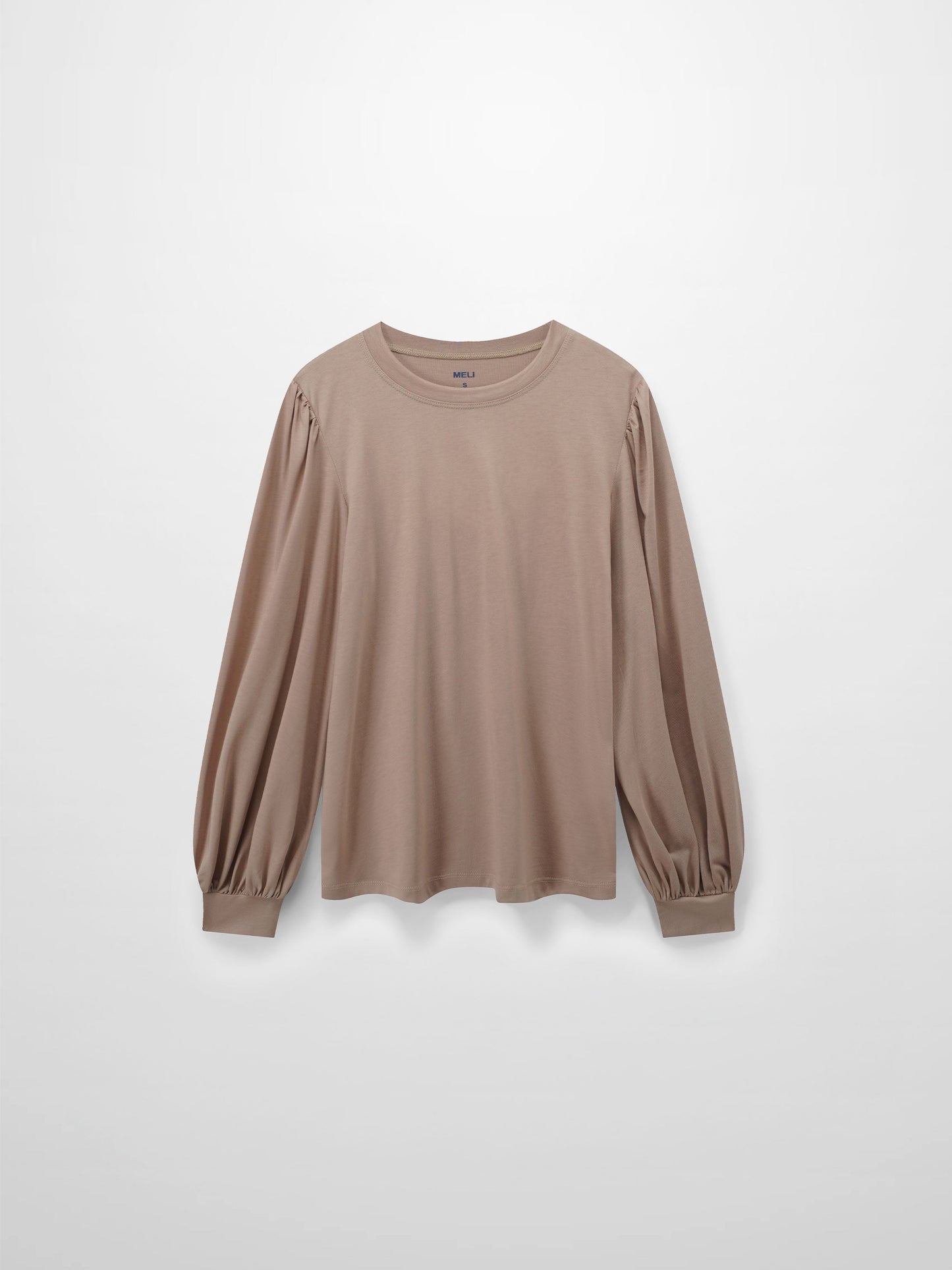 Bubble Sleeve T-Shirt-Taupe-2