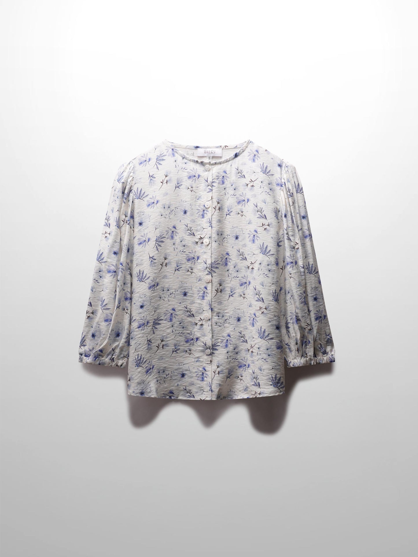 Puff Sleeve Button Down Blouse-Poppy Blue-1