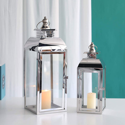 20.5"&15" High Stainless Steel Decorative Candle Lanterns ( Set of 2 )-0