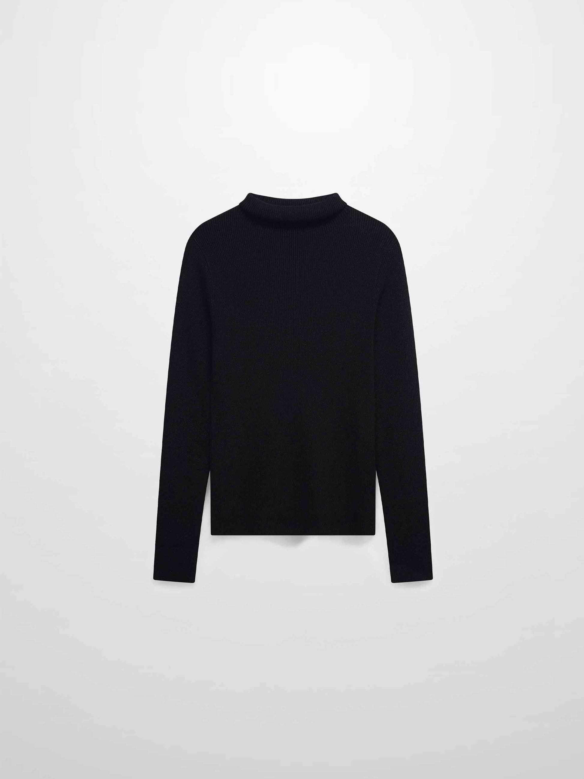 Lurex Ribbed Knit Turtleneck-Black-0