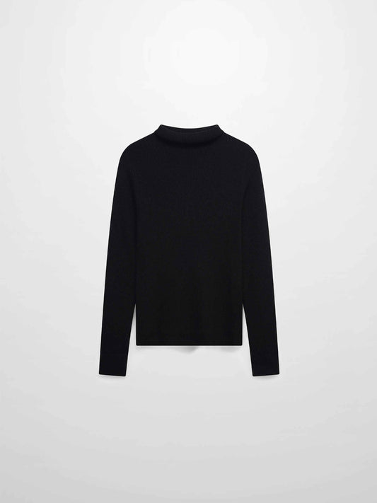 Lurex Ribbed Knit Turtleneck-Black-0