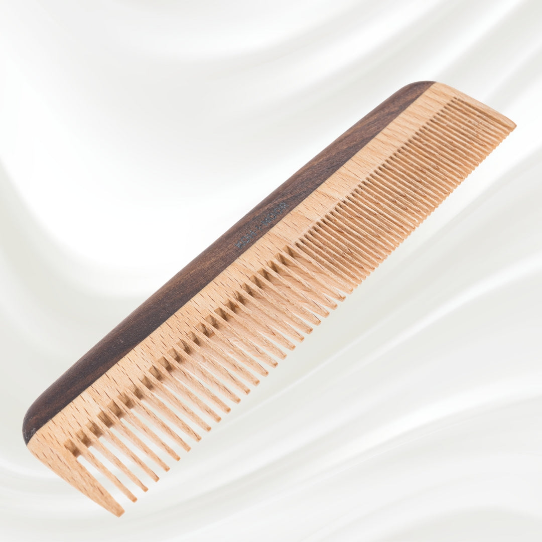 Legno Beech and Kotibe Wood Wide and Close Spread Tooth Comb-0